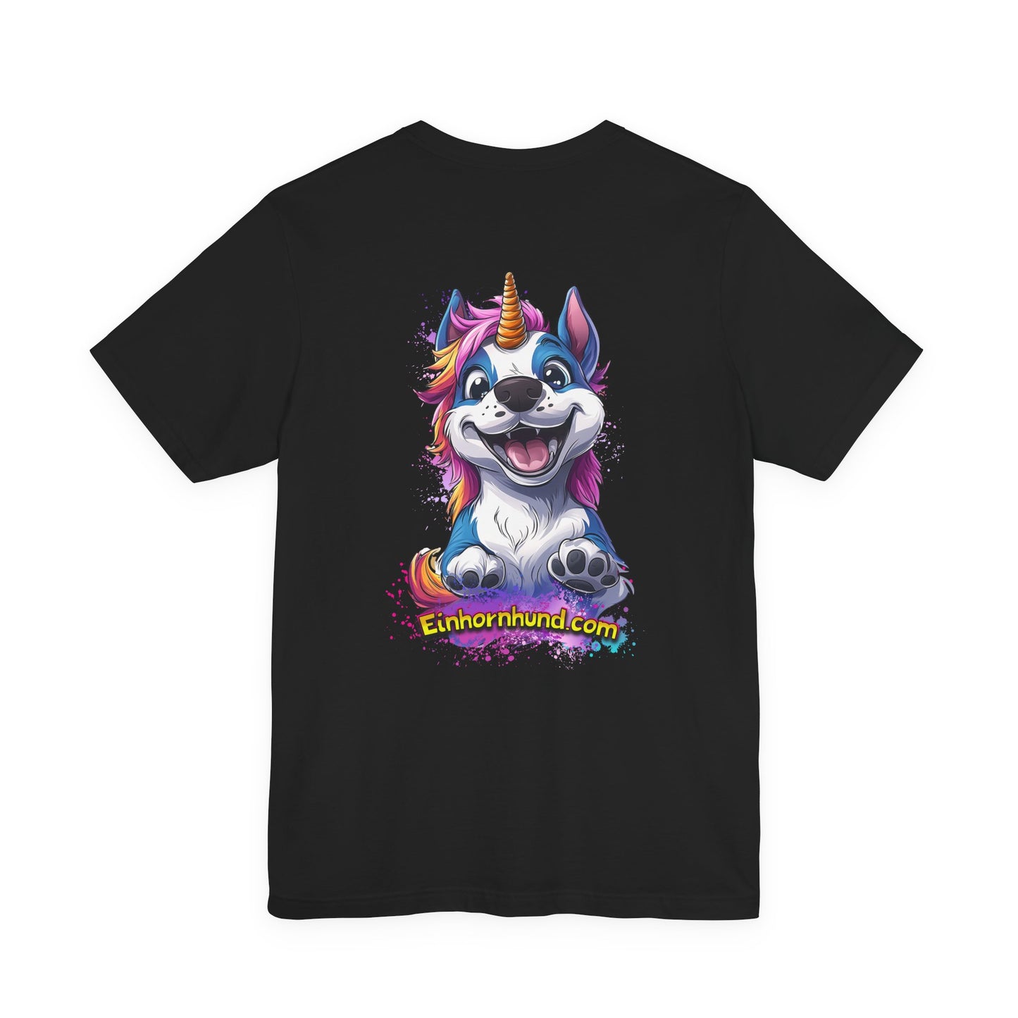 🦄🐾 Einhornhund T-Shirt – Magische Eleganz trifft flauschigen Charme! - Druck auf Rückseite - Bella & Canvas 3001 🐾🦄