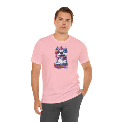 🦄🐾 Einhornhund T-Shirt – Magische Eleganz trifft flauschigen Charme! - Druck auf Vorderseite - Bella & Canvas 3001  🐾🦄