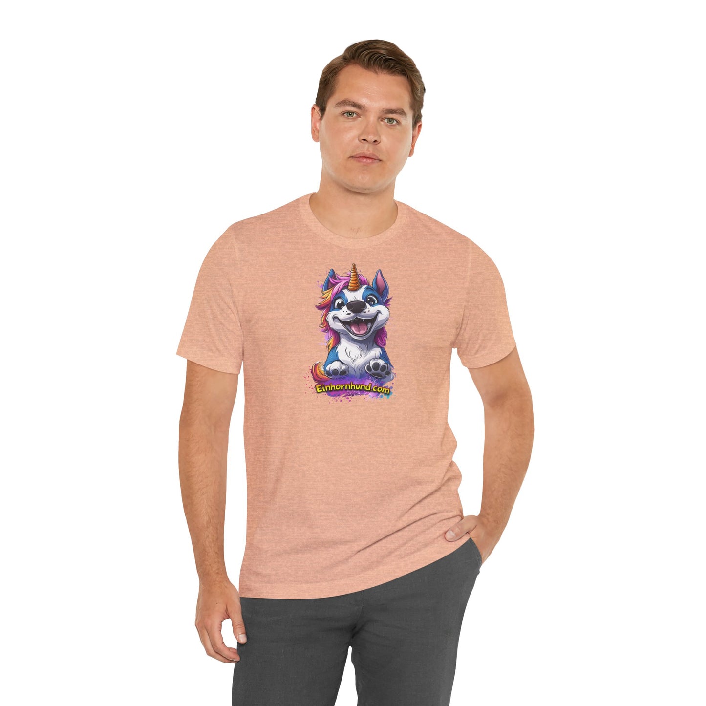 🦄🐾 Einhornhund T-Shirt – Magische Eleganz trifft flauschigen Charme! - Druck auf Vorderseite - Bella & Canvas 3001  🐾🦄